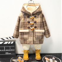 Childrens winter woolen jacket boy Yangqi Children plus velvet thickened blouses in the mens palate what about the long section of the coat?