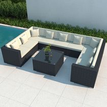 Outdoor sofa Waterproof courtyard terrace rattan chair outdoor card seat double rattan coffee table balcony leisure corner sofa