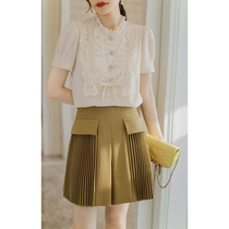 En Light luxury custom chopstick legs serve as handy fashion~Japanese big belly yarn high waist pleated skirt pants