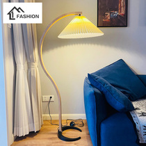  Net celebrity Danish vintage pleated floor lamp living room sofa ins wind Nordic bedroom American floor lamp