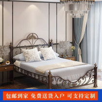 European retro iron bed simple princess bed single double iron frame bed simple classic hook carved design bed