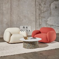 Light luxury single sofa chair simple small apartment leisure creative tofu block round Nordic fabric lazy sofa sofa