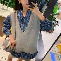 ZOWZOW choking small pepper 2021 autumn and winter New Australian hair loose V collar twisted knitted vest female vest