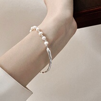 Gargen silver bracelet female Xia in small design to feel light luxury bracelet freshwater pearl string silver bracelet