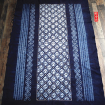 Yunnan Dali tie-dyed tablecloth cotton cloth plant blue dyed long ethnic style hanging tea table cloth 165 × 115cm
