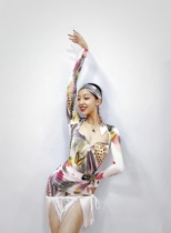 Moon dance suit Latin dance suit Art test suit Practice suit Sexy tassel lotus leaf sleeves are slim and slim
