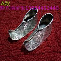 Miao Silver small shoes folk twelve zodiac head shoes traditional evil ornaments Miao handicrafts folk silver products