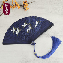 He Fan Tang Xiangyun Ruihe Chinese style classical all bamboo fan Japanese Hanfu ancient style folding fan Womens retro hollow