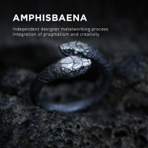 Double-headed snake patron Saint original design snake ring index finger mens and womens tail ring sterling silver tide niche dark pioneer