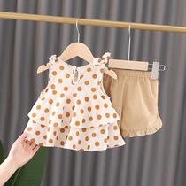 Womens treasure summer small and medium childrens clothing Girls summer swimsuit Foreign style baby two-piece suit Thin baby summer clothes