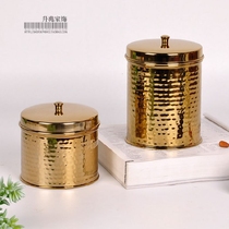 Imported metal gold storage jar Nordic modern simple sealed tea jar soft decoration home desktop storage jewelry