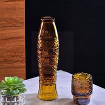 Gifts Glass Cup Embosssed Special Fish Shape Bottles
