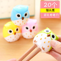 Japanese and Korean version of creative pen knife stationery owl pencil sharpener cute cartoon creative double hole pencil sharpener