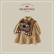 (British Seafung childrens wear) girl dress set foreign fashion fashion vest skirt childrens two-piece set