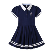 Girls Dress Summer Dress Thin Children Cotton Academy Skirt Polo Short Sleeve Princess Dress