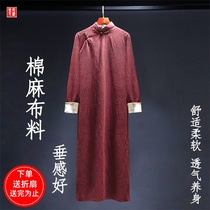 Cotton and linen cross-talk clothing the Republic of China mens robes shirts Chinese style cross talk Chinese best man clothes