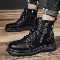 Tide brand Martin boots male high-help British wind overfitting leather boots 2021 Spring and Autumn new casual waterproof black locomotive boots