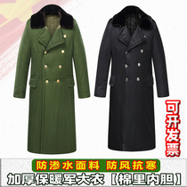Green coat military green cotton coat men and women winter thickening plus Velvet Pure Cotton yellow green long labor protection dismantling cold clothing