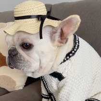 Pet dog hat small straw hat headdress dog photo props small fragrant wind celebrity hat