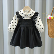 Girls foreign style set 2021 New Korean spring and autumn two-piece childrens clothing 1 a 3-year-old female baby polka dot skirt