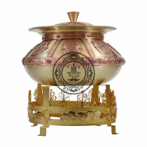 Mongolian milk tea pot Mongolian meal special pure copper handmade milk tea pot with shelf can be alcohol heated