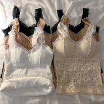 Sexy Lace Harness Vest Woman Spring Autumn Winter Plus Suede Thickened Warm Beating Bottom Autumn Clothes Self Heating Inner Lap Top
