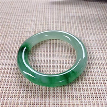 Myanmar fine round bar floating blue green flower Not inlaid emerald bracelet Ice Yang Green princess bracelet Natural jade bracelet