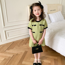 South Korean girls dress with small and fragrant wind girl with short sleeve summer dress Fried Street High-end Mother Women Dress