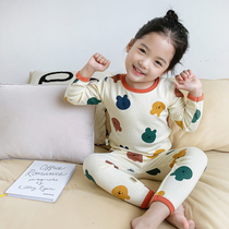 Childrens pajamas womens spring and autumn cotton long sleeves thin girls cute boys autumn children cotton home clothes