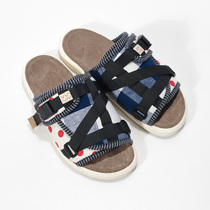 Summer new trendy brand net red VISVIM leather deodorant Chen Guixi cowhide slippers mens tide bread shoes Yu Wenle