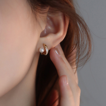 S925 silver needle natural fritillary earrings earrings Temperament 100 Hitch a small ear decoration High feeling light and luxurious