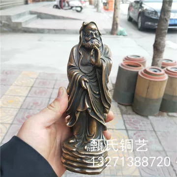 銅像 コレクション 達摩祖師銅像 工芸品 工藝店】銅雕開光純銅達摩祖師像擺件大號一葦渡江達摩銅像祥獅