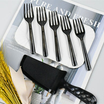 Rectangular transparent disposable cake plate fork dinner plate knife and fork plate set Cut three-in-one plate and fork combination