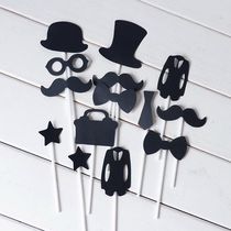 Cake Decoration Inserts Flag Inserts Moustache hats Mens Divine Inserts Banner-Happy Birthday Cake and Cake Swing