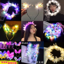 Explosion-style luminous fairy wreath headdress Childrens flash toys Rabbit ears antlers concert hair band stall supply
