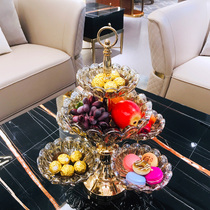 European-style light luxury glass water-dried candy plate high-end simple modern creative living room coffee table double basin dining table ornaments