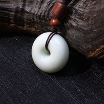 Shaanxi Blue Fields Jade Green Buttoned Bread Buckle Natural Live Jade Pendant Jade Buckle Jade Natural Gift Gift With Certificate