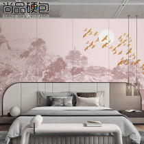 New Chinese atmosphere Penglai Xianshan TV background wall hard bag sofa bedroom soft bag environmentally friendly non-woven mural