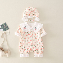 Baby Spring Dress Long Sleeve Suit 3-6 Month Female Baby Out 9 Climbing Suit Cute Full Moon Princess Conjoined Spring Autumn