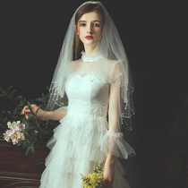White wedding veil bridal veil headdress Super Xiansen Net red photo props retro wedding simple short