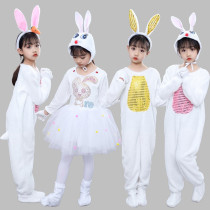 Children Little Rabbit acting out the kindergarten Little White Rabbit Rabbit Animals Performance Suit Rabbit Dance Styling Dress Dress Conjoined