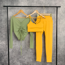Yoga clothing spring and summer thin cool mesh long sleeve high-end fashion sports thin fitness bra running suit women