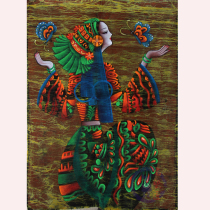 Guizhou Miao Batik Painting Heavy Color Batik Oil Painting Restaurant Bar Fabric Decoration Butterfly Love 88 * 113cm