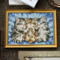 Three kittens cross stitch 2021 New thread embroidery cute cartoon living room bedroom original well plus beauty embroidery