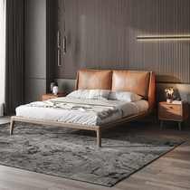 The Nordic pi yi chuang Italian light luxury wood zhen leather bed import header level niu leather bed 1 8 meters master bedroom double nuptial bed