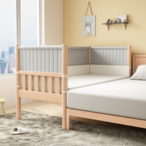 Solid wood childrens bed with guardrail boy single bed girl princess bed crib side widen small bed splicing big bed