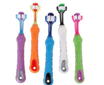 New pet pooch triple-head toothbrush multi-angle cleaning and removing dental calculus gold wool side pasture for large dogs