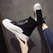 Socks and boots women Autumn New 2021 fashion thick soled leisure sports shoes single shoes high shoes women trendy shoes Europe station