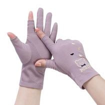 Summer driving short sunscreen gloves female spring autumn cotton elastic anti-UV dew finger bicycling bicycling and thin