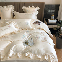 Brief about 120 long suede cotton four pieces Adolescent Heart Butterfly Embroidery Quilt Cover Bed Linen All-cotton 1 8m Bedding